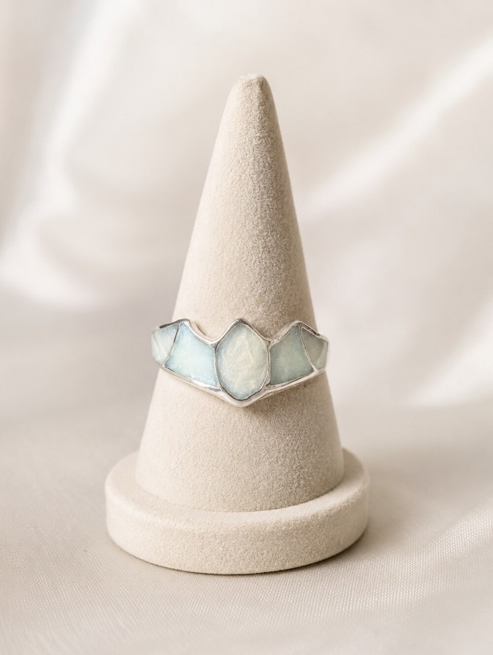 Rare Whimsigoth Y2k Enchanted Metal Silver Toned Pearlescent Ecclectic Ring